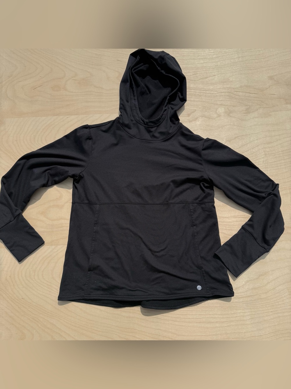 Apana Black Performance Hoodie Sweatshirt Athletic Pullover Activewear size M